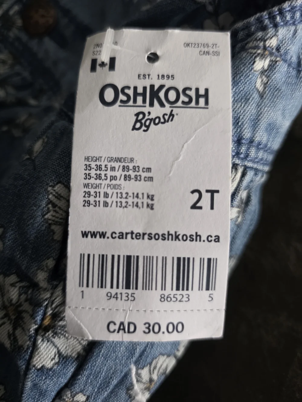OshKosh B'gosh Blue Denim Floral Jumper